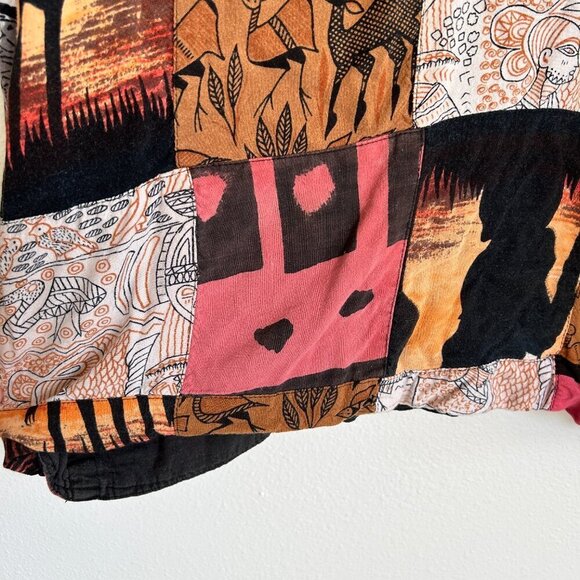 Ashro Top Ethnic Patchwork 3/4 Bat Sleeve Shirt Dbl Cloth Rayon Cotton - Picture 6 of 10